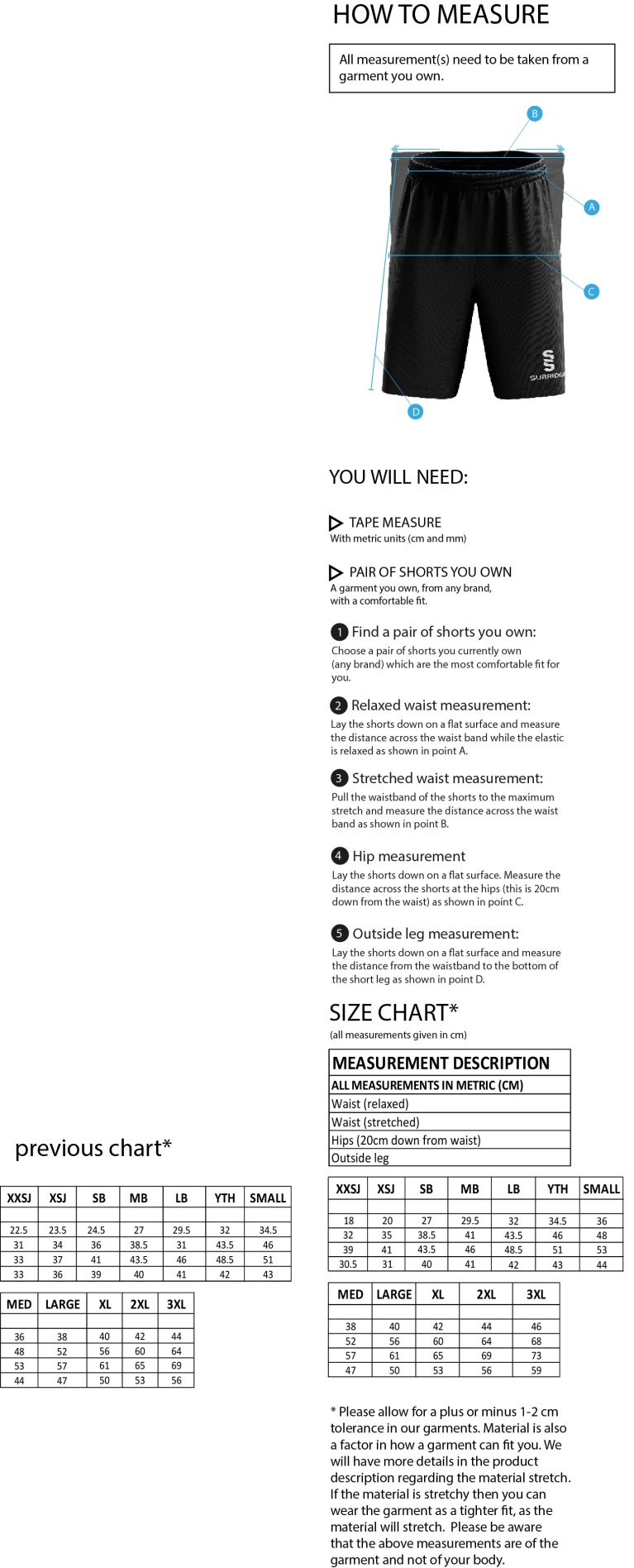 Bury Squash - Fuse Shorts - Size Guide