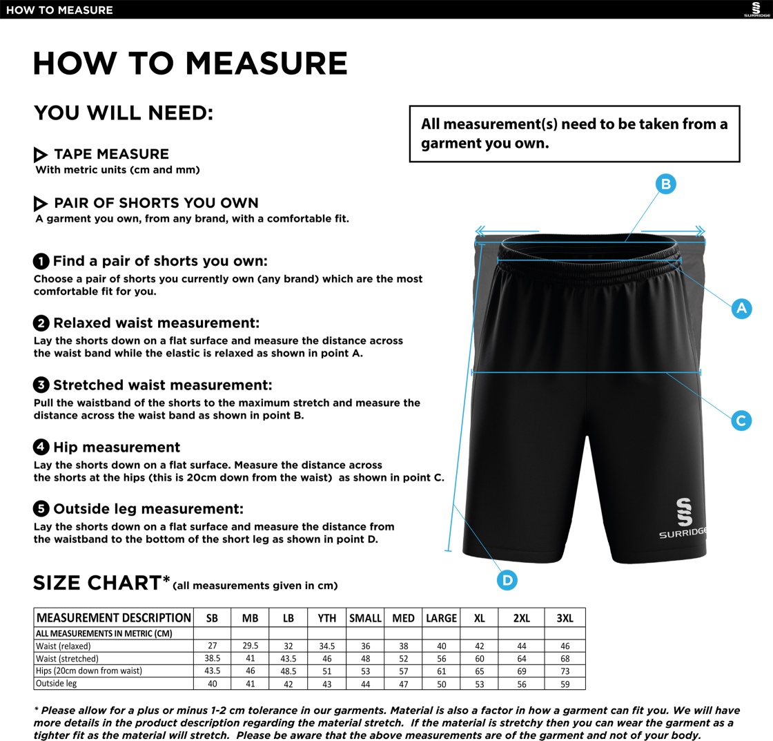 Bury Squash - Blade Shorts - Size Guide